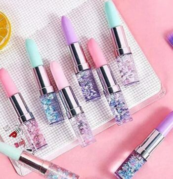 Lipstick Shape Ink Blue Pen)