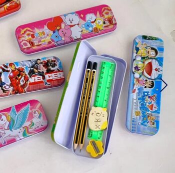 Cartoon Printed double Metal Pencil Box