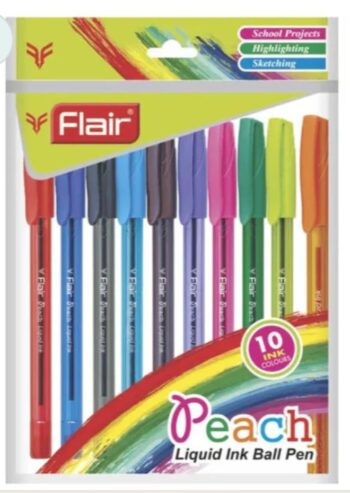 Flair PEACH Ball Pen (Set of 10 Colours)