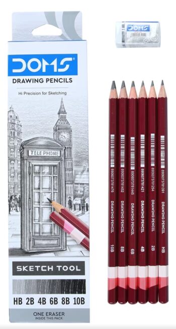 Drawing & Sketching Graphite Pencils - Grade HB, 2B, 4B, 6B, 8B & 10B