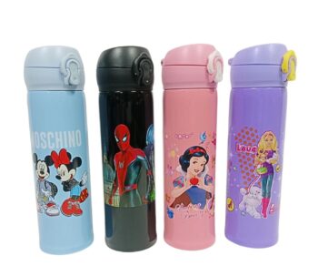 Stainless Steel Flask | Water Bottle | Cartoon Theme Steel Bottle | Durable Flask for School, Gym, and Travel| Random Color(500 ml)