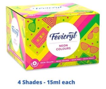Pidilite Fevicryl Neon Acrylic Colours - 4 Shades,15ml each
