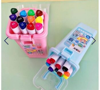 12 {2 in 1} Marker Pens With Cute Stamp,