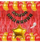 Happy Birthday Party Decorations  35pcs with HAPPY BIRTHDAY Foil Curtains Balloons with Star Foil